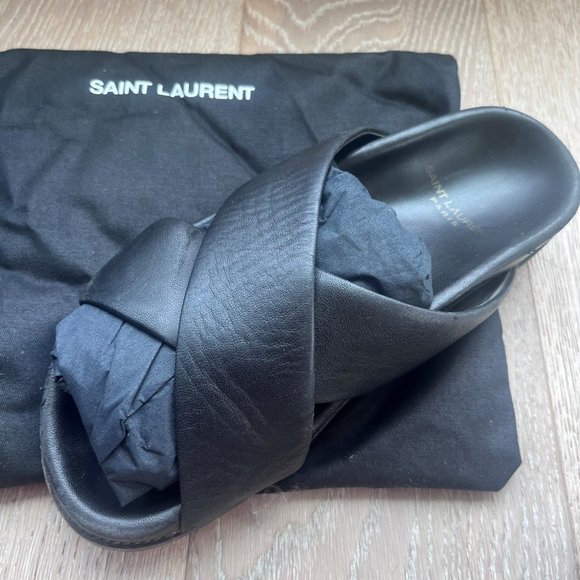 YSL Black Padded Leather Sandal Sz 7/7.5 - Picture 3 of 6